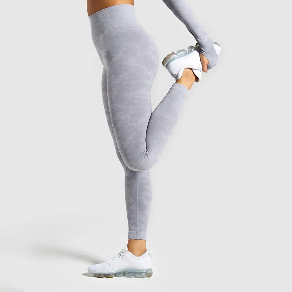 

Woman Yoga Pants Seamless High Waist Stretchy Hips Up Camouflage Pattern High Elastic Close-Fitting Running Breathable Tights