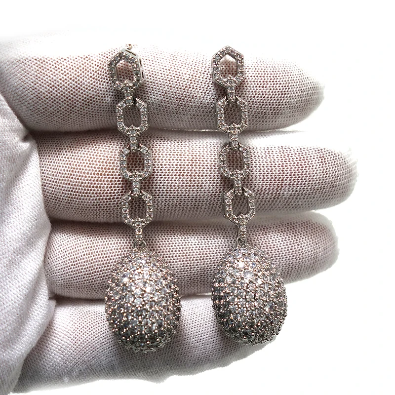 

New Trendy Tricolor Egg shape Earrings For Women Wedding Party Cubic Zircon Dubai Bridal Earring boucle d'oreille 2021