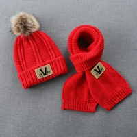 childrens hat plus cashmere mens and womens parent child woolen scarf two piece autumn and winter warm ear protection 2021