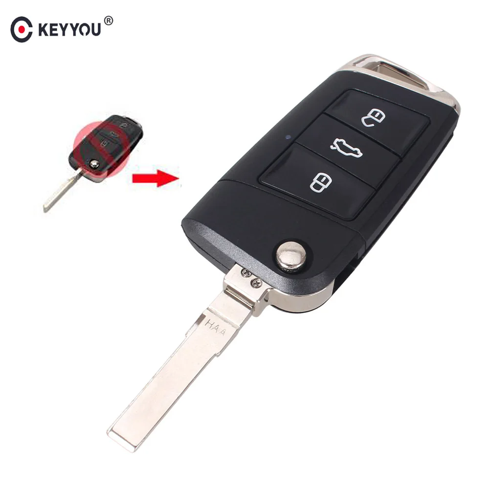 KEYYOU 3 кнопки модификации флип ключ для автомобиля чехол Брелок Volkswagen VW Golf 7 Jetta Passat