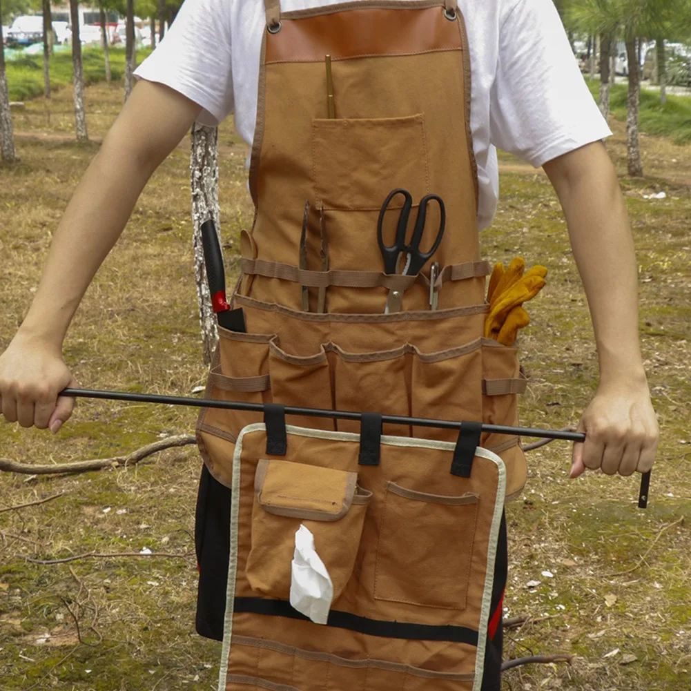 Outdoor Camping Multifunctional Canvas Apron Garden Tool Storage Overalls BBQ Barbecue Protective Clothing | Дом и сад