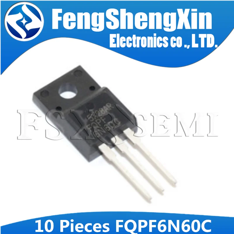 10 шт./лот FQPF6N60C TO 220F 6N60C 6N60 N Channel MOSFET|Интегральные схемы| |