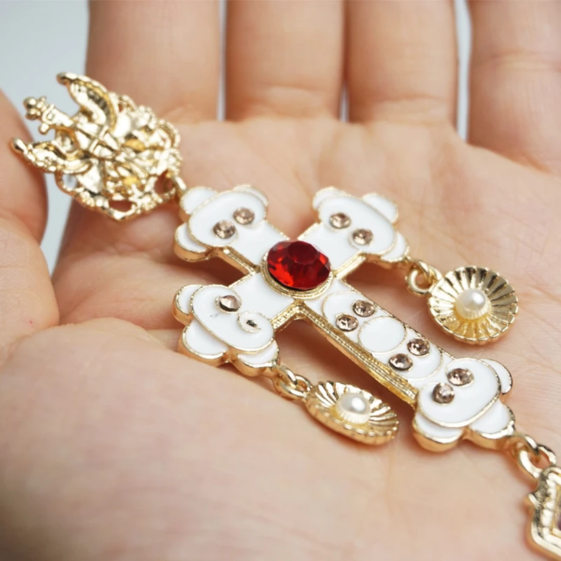 Золотые винтажные готические серьги M & G женские длинные подвески в виде креста