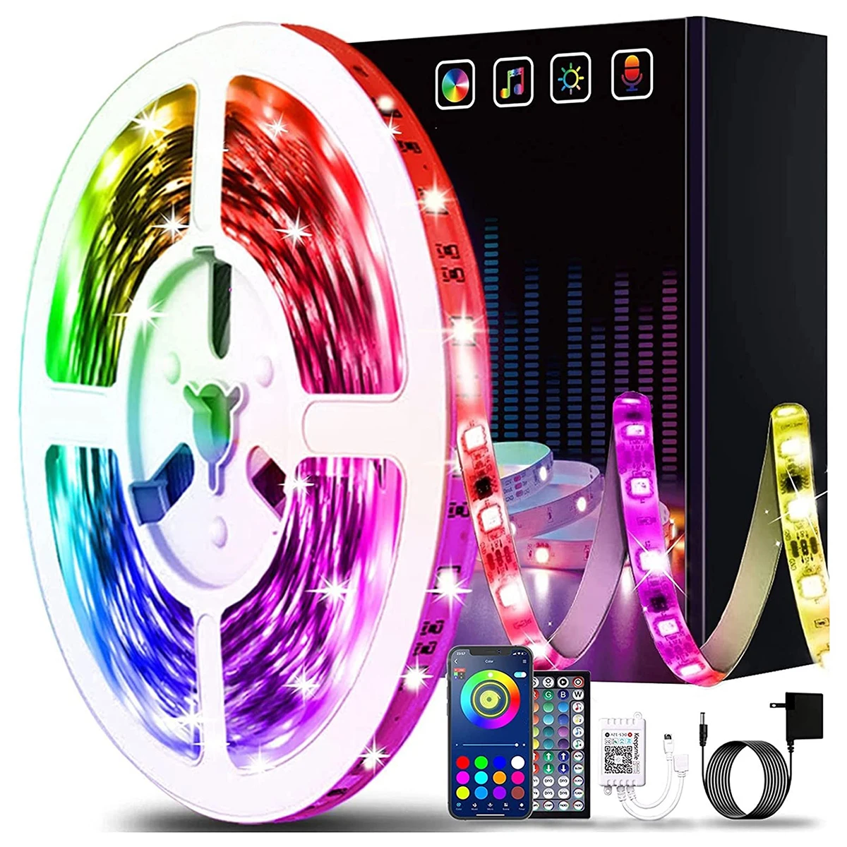 Светодиодная лента меняющая цвет RGB управление через приложение для телефона