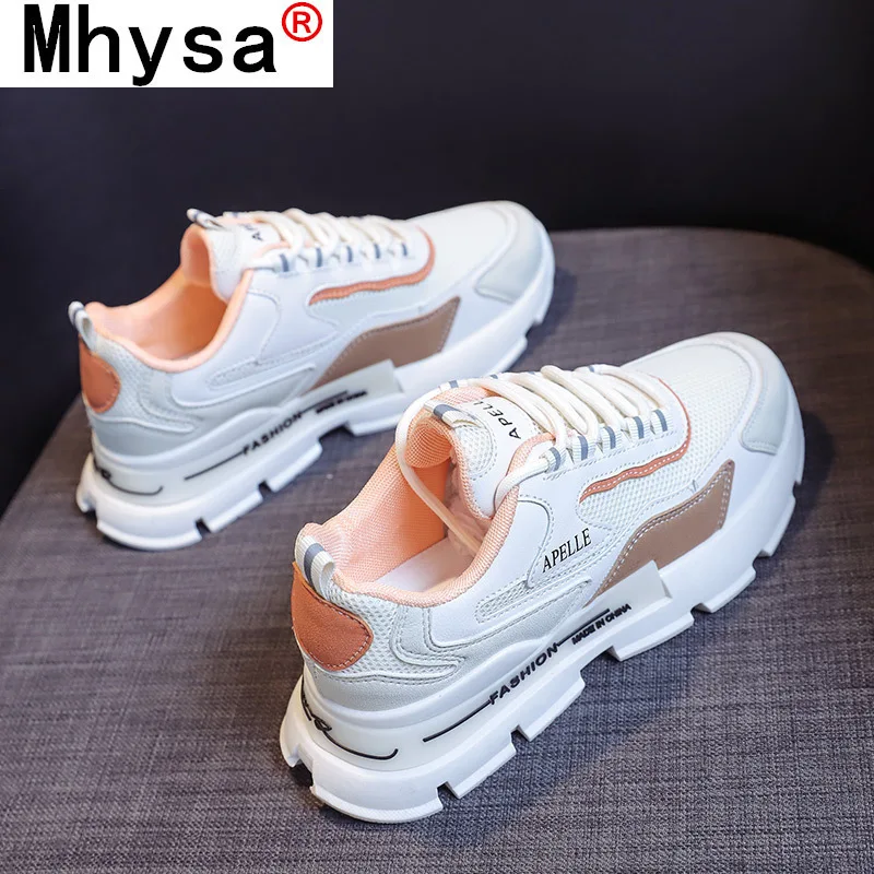 

2021 Spring New Fashion Women's Casual Shoes Leather Dad Platform Shoe Non-slip Tennis Shoes Women Running Vulcanized Shoes