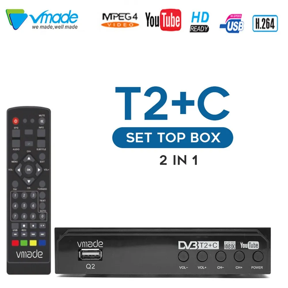 Vmade DVB T2/DVB C HD TV тюнер Full 1080P цифровой ТВ приемник WIFI box Youtube m3u спутниковый декодер