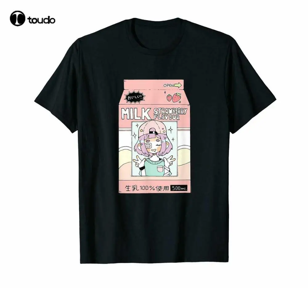 

90s Japanese Otaku Stylish Aesthetic Milk Funny Black T-Shirt Gift For Friends
