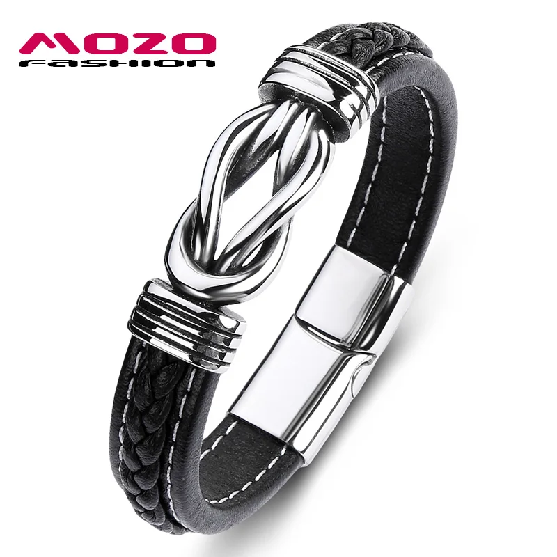 SY074-H MOZO, модный,, классический, мужской браслет, кожа, нержавеющая сталь, браслет с подвесками, женский, крест, панк, ювелирный браслет, подарки, зеленый - Окраска металла: SY074-H