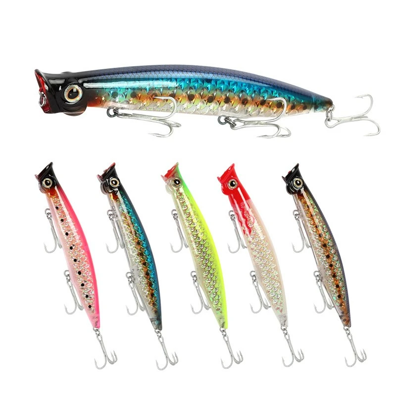 

Mavllos Professional Sea Bass Popper Artificial Baits With 3pcs Carbon Treble Hooks Floating Wobblers Fishing Lure