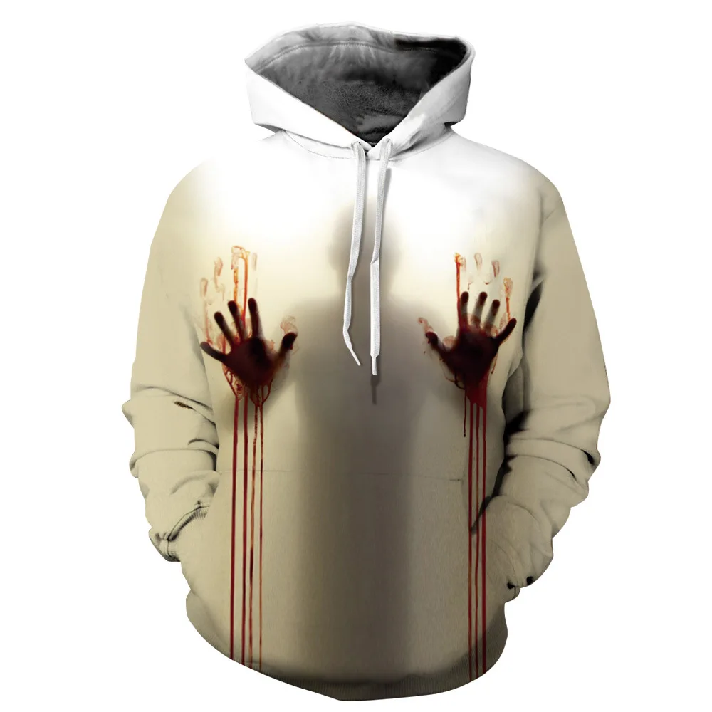 

3D Print Wound Horror Blood Hoodies Sweatshirts Women Men I'M FINE Letter Hoodie Jumper Tracksuit Pullover Cosplay Women Tops