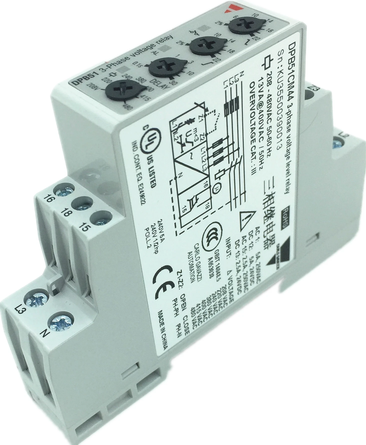 

OriginalCARLO GAVAZZI 3-Phase voltage level relag DPB71CM48 Phase sequence protection relay