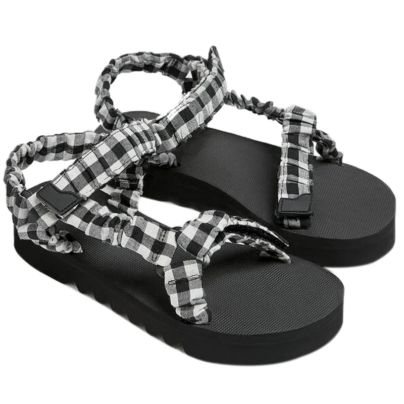 

2021 Summer Shoes Women Leisure Flats Sandals New Korean Style Flat Platform Thick Soled Roman Sandals Beach Slides Sandalias