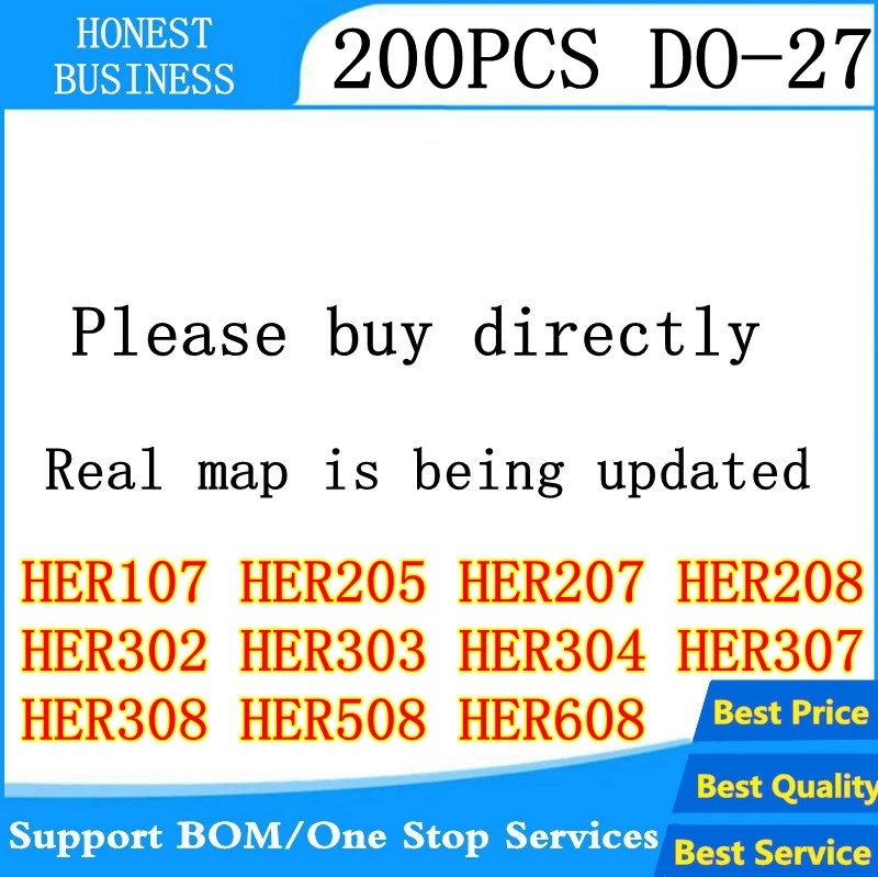 200 шт. диодный выпрямитель Φ HER107 HER205 HER207 HER208 HER302 HER303 HER304 HER307 HER308 HER508 DO-27 |