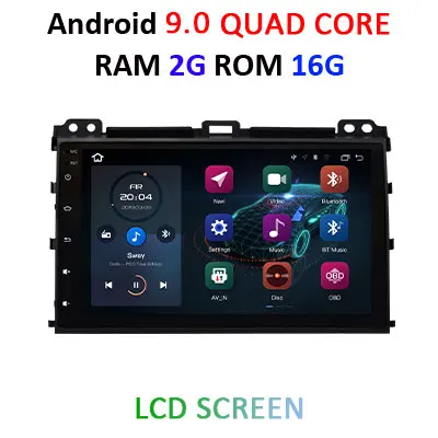 9 ''8 ядерный 4 г+ 64 г 2 din Android 9 Автомобильный мультимедийный dvd-плеер gps аудио для Toyota Prado 120 для Lexus GX470 Автомагнитола стерео obd2 - Цвет: 2G 16G LCD no canbus