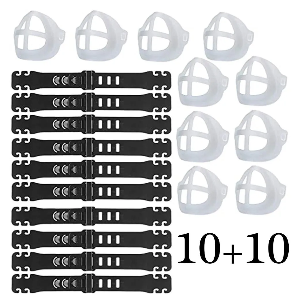 

10PCS+10PCS 3D Mask Bracket Inner Support Frame for Sport Women Kids Prevent Lipstick Off Fixed Extended DIY Accessories
