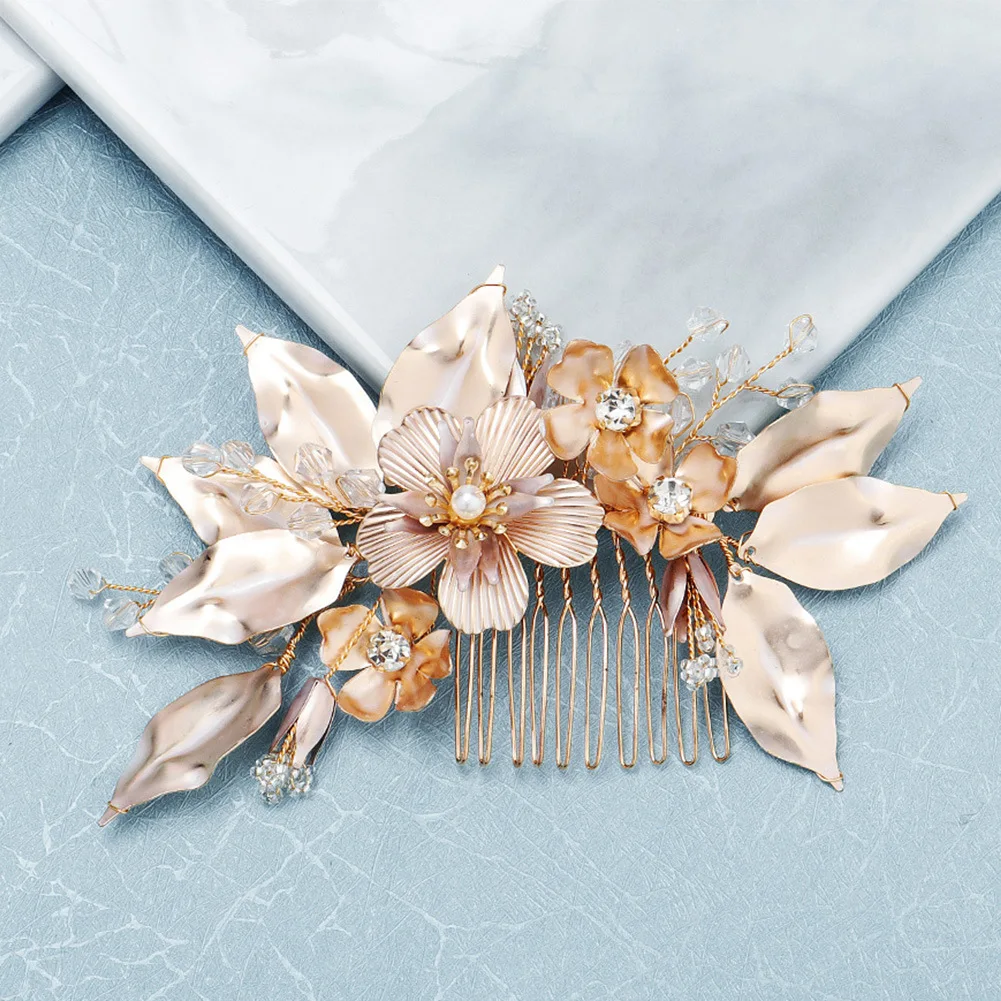 

OKILY High Quality Handmade Bridal Hair Accessories Layered Wedding Hair Comb Flower Headpiece Hair Accessories for Women 2020