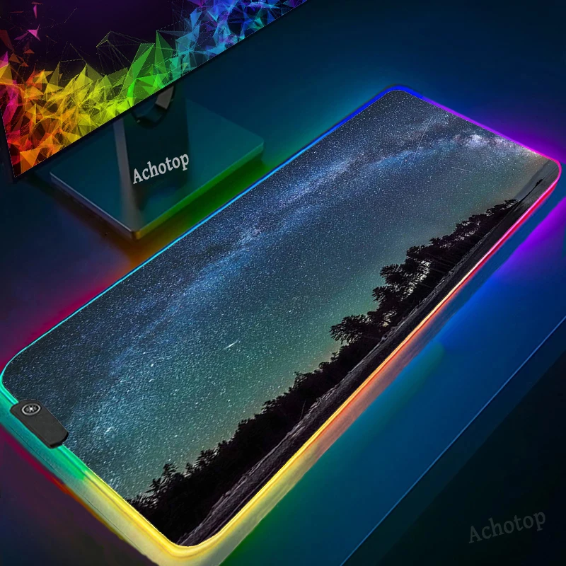 

Большой игровой коврик для клавиатуры и мыши с ночным небом, 80x30 см