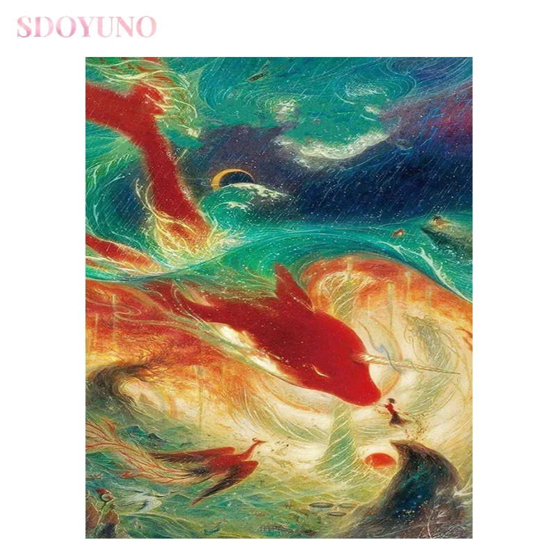 Набор для рисования по номерам SDOYUNO рама большая рыба нигония аниме 40 х50 см без