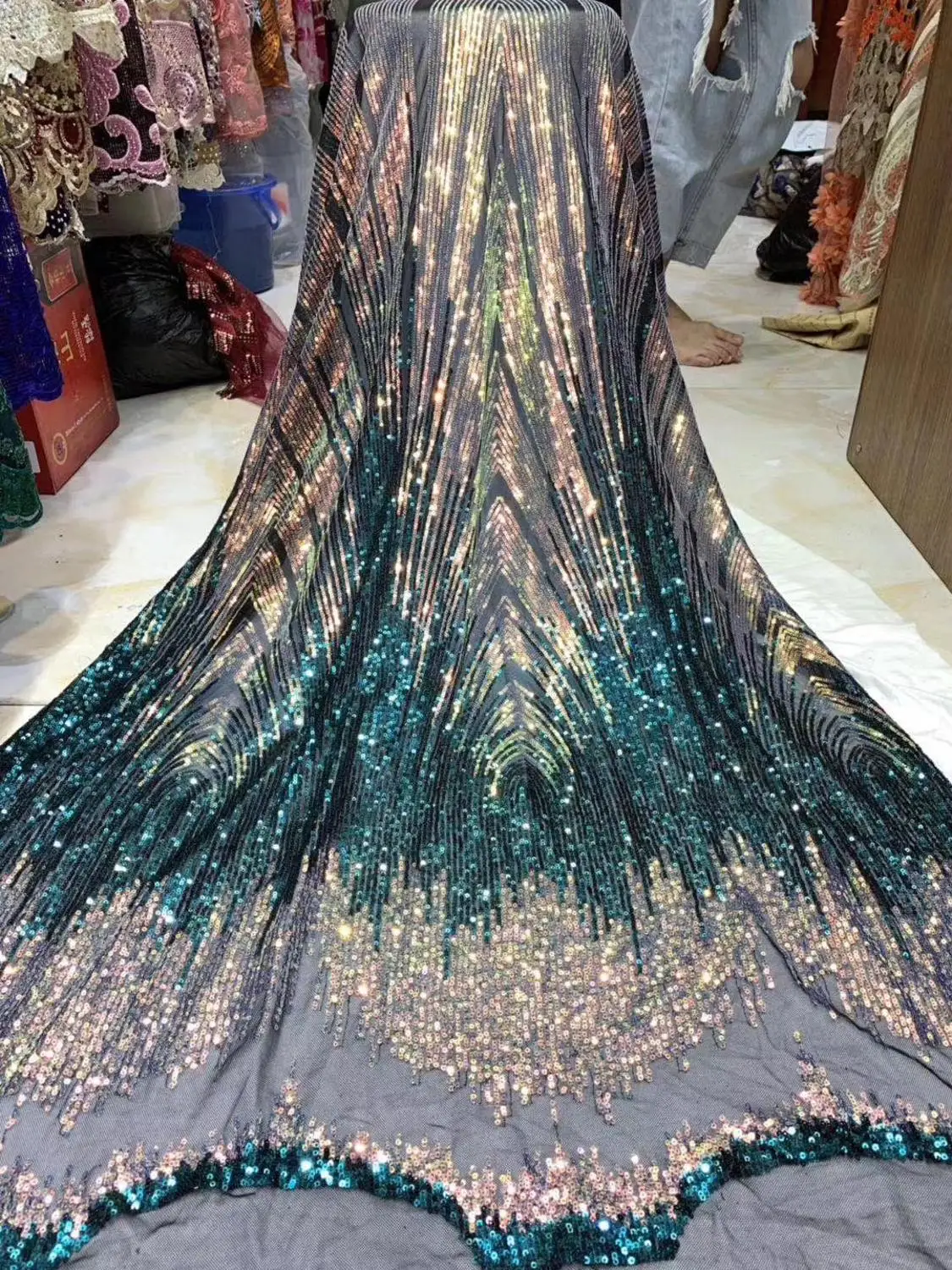 Французская Тюлевая кружевная ткань изысканная с блестками Высококачественная