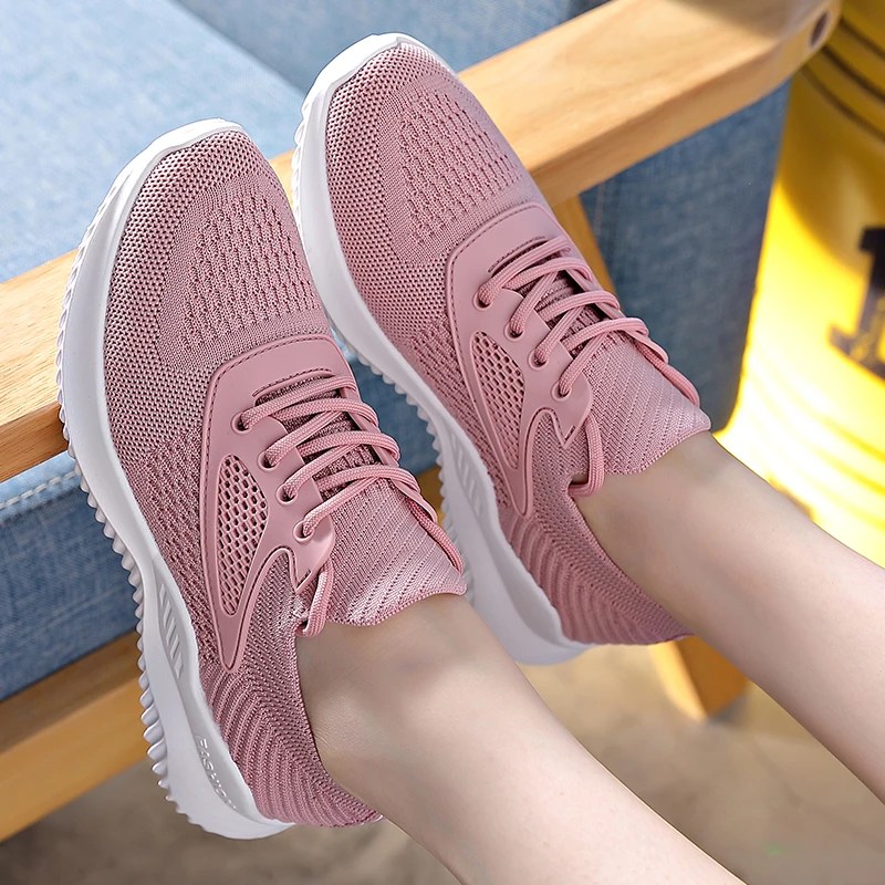

Женские сетчатые кроссовки, легкие дышащие кроссовки на плоской подошве, со шнуровкой, повседневная обувь для женщин, 2021
