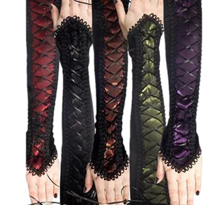 Перчатки для косплея, средневековые, винтажные, с завязками на локоть и манжетами