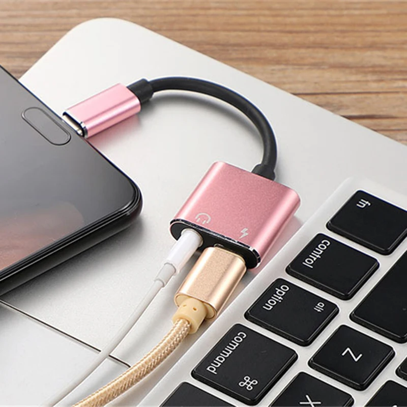 Тип C адаптер с разъемом подачи внешнего сигнала Aux USB Type до 3 5 мм разъем для