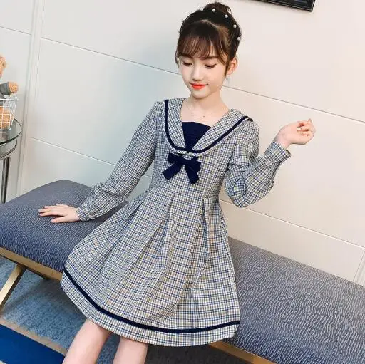 

Baby Girls Dress Bow Plaid Dress for Girls Long Sleeve Dress Kids Dresses for Girls Spring Autumn Children Clothes 6 8 10 Years