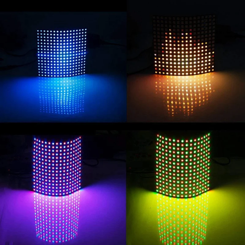 WS2812B светодиодная RGB гибкая Пиксельная панель 16X16 индивидуально Адресуемая