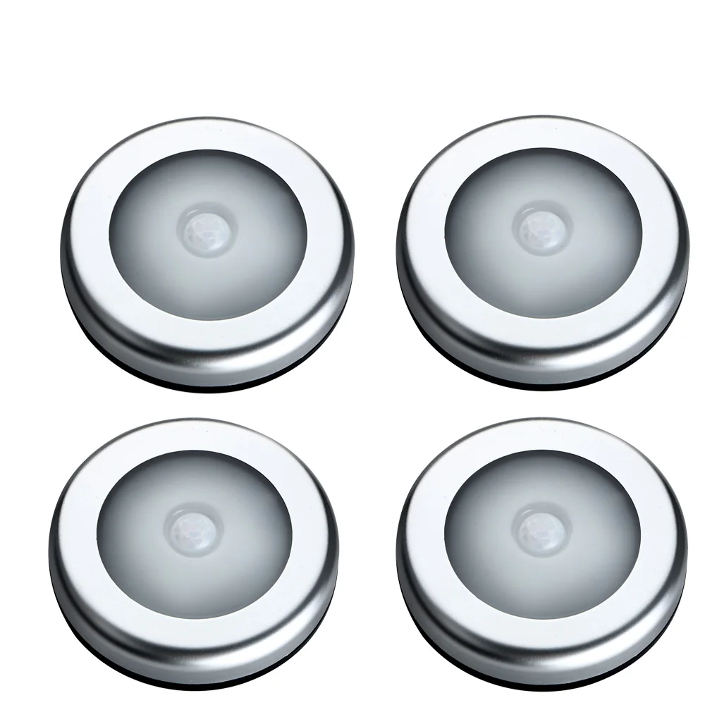 4pcs Light Светодиодный Ночной светильник, интеллектуальный магнитный беспроводной инфракрасный датчик движения, активированный Ночной светильник, Индукционная лампа для шкафа, коридора - Испускаемый цвет: 4pcs Light