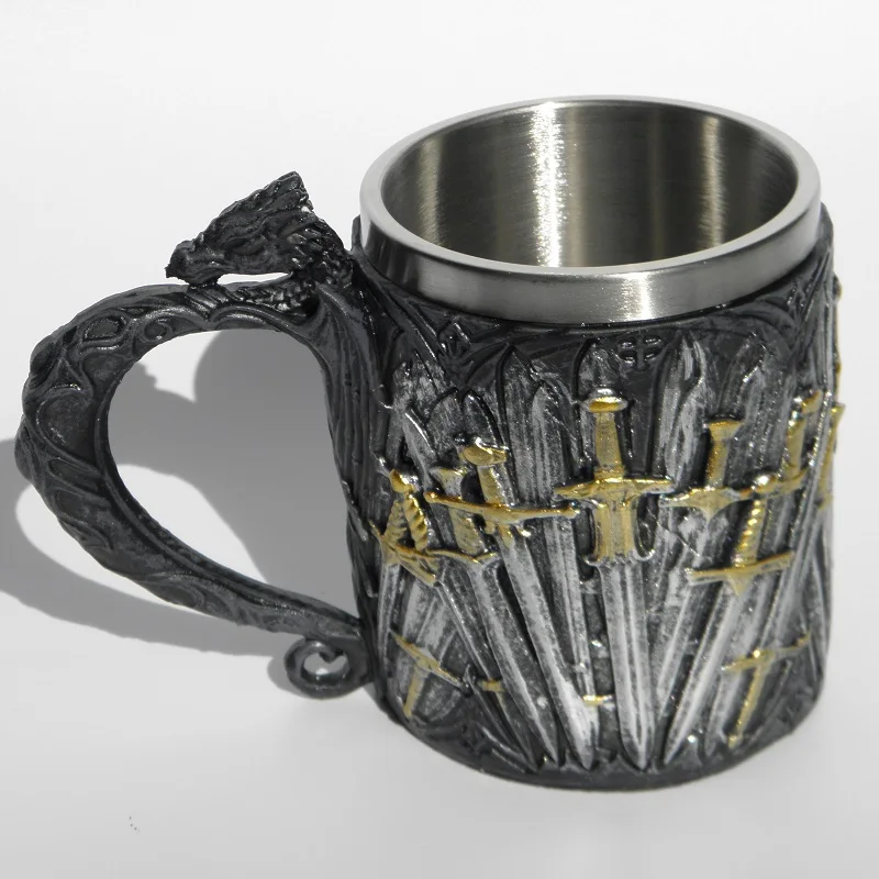 Excalibur нержавеющая сталь Смола 3D пивная средневековая кружка Кубок Игра престолов кружка кофе чашка вина стекло кружки лучший подарок