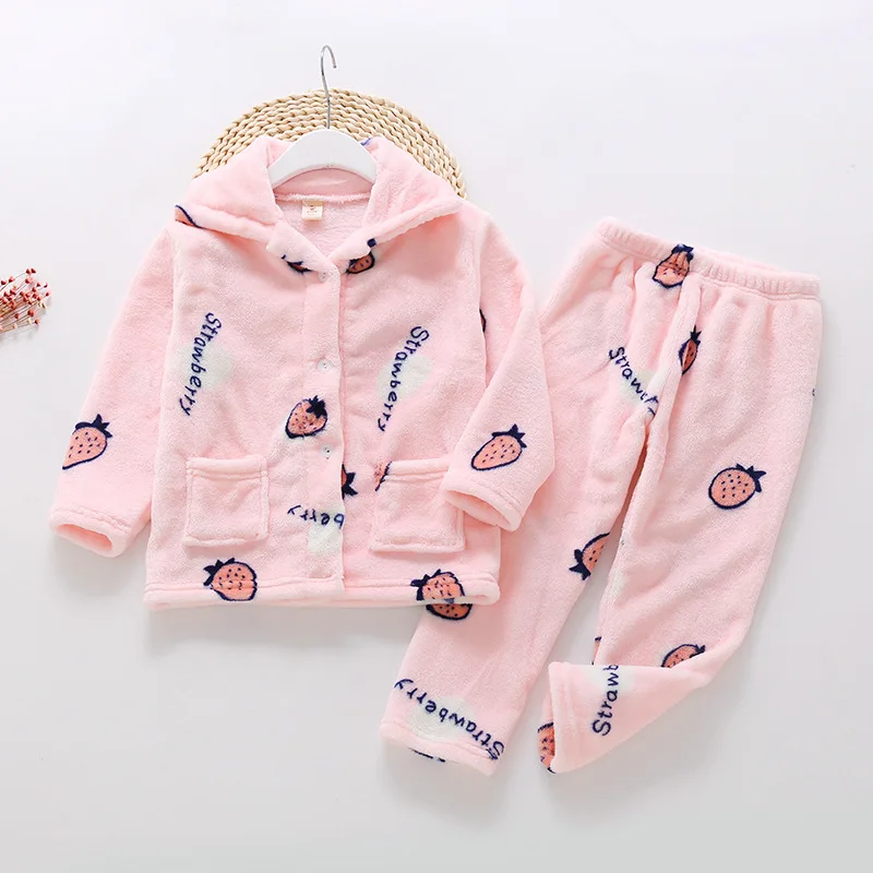 

Kids Pyjamas Winter Flannel Lounge Set Long Johns Clothes Girls Boys Clothes Loungewear Long Sleeve Sleepwear Baby Pyjamas Suit