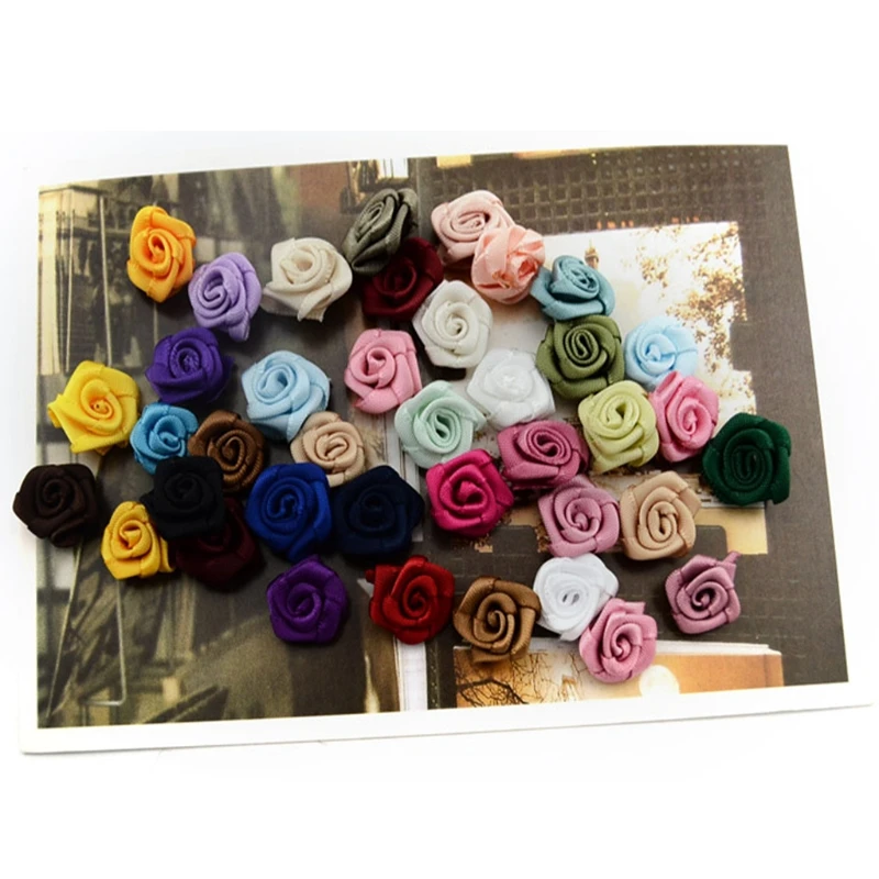 2020 New 100pcs Satin Ribbon Rose Flower Bow Appliques Wedding Decor Sewing DIY | Мать и ребенок