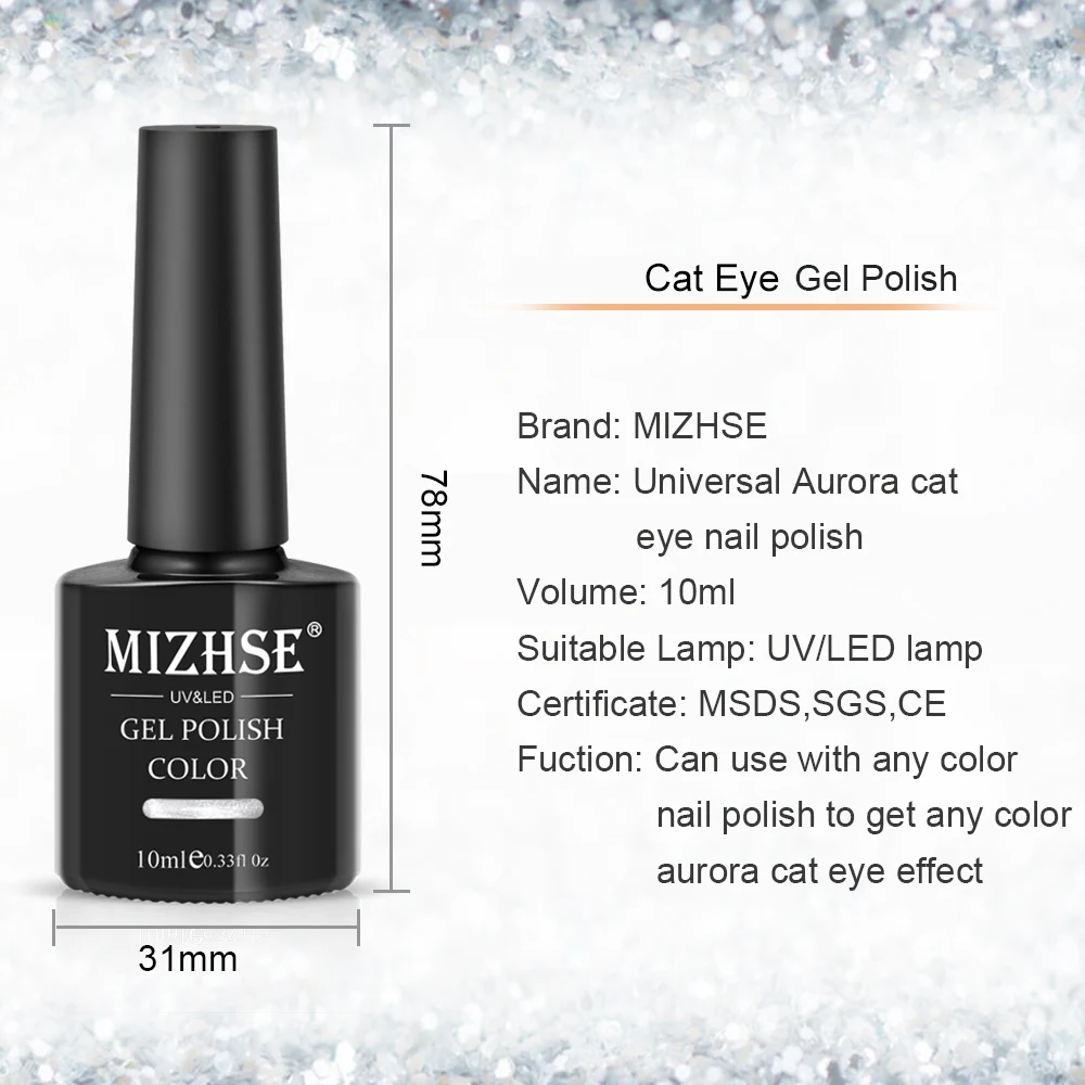 

MIZHSE 10ML Cat Eye Gel Nail Polish Magnet Gel Varnishes Soak Off UV LED Gel Magnetic Lacquers Nail Polish for Manicure Nail Art