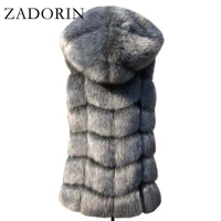 zadorin new fashion sleeveless faux fur coat hooded winter women faux fur gilet pelliccia plus size faux fur vest jacket bontjas