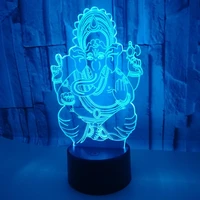 3d led india lord elephant night light visual 7 colors ganesha table desk lamp birthday new year xmas kids sleep lighting gifts
