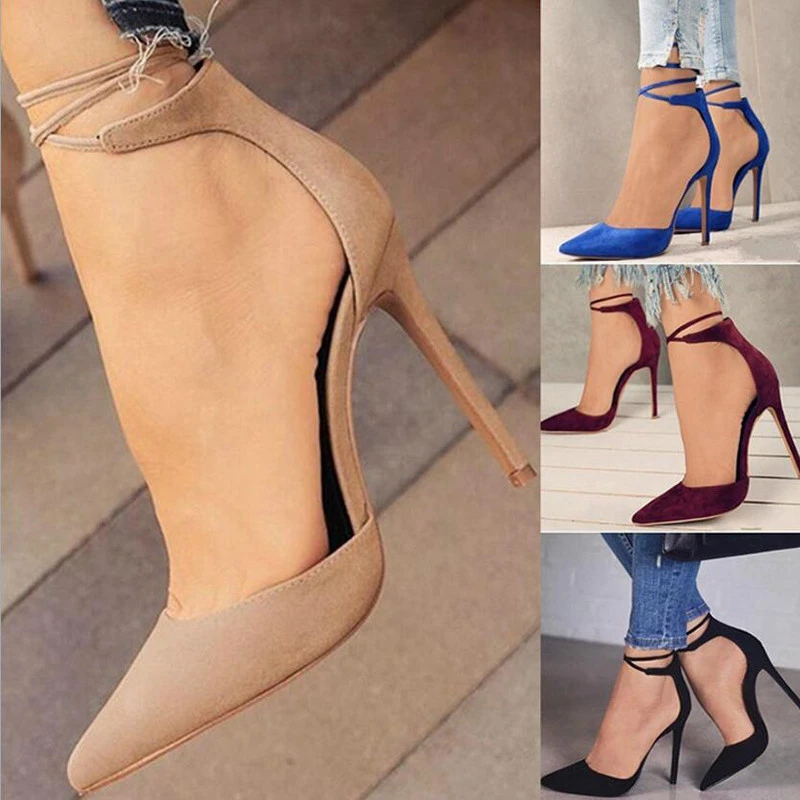 

Sexy Pointed Toe Ladies Shoes Thin High Heels Lace Up Women Pumps Wedding Runway Sandals Woman Shoes Zapatos Mujer