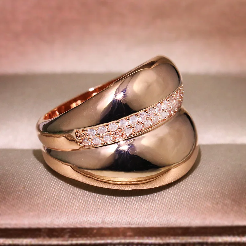 Fashion Multi Curved Zircon Ring Simple and Creative Rose Gold | Украшения и аксессуары
