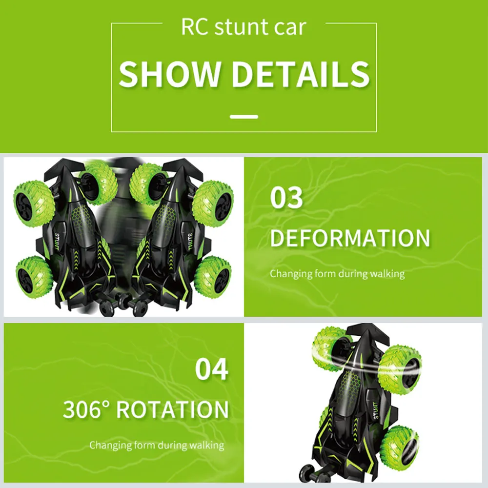 Newest RC Stunt Car 2.4Ghz 3D Rotating Drift Climbing Deformation Flip Kids Robot Electric Boy Toys Children | Игрушки и хобби