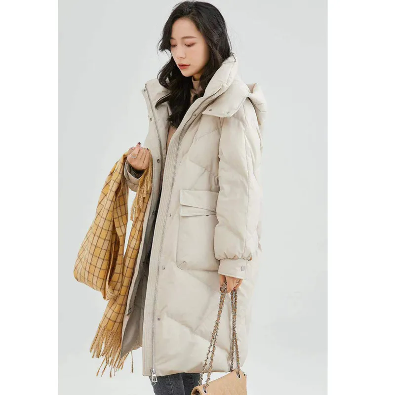 2021 зимняя 90% белая утка Женская длинная пуховая куртка гусиное перо пальто
