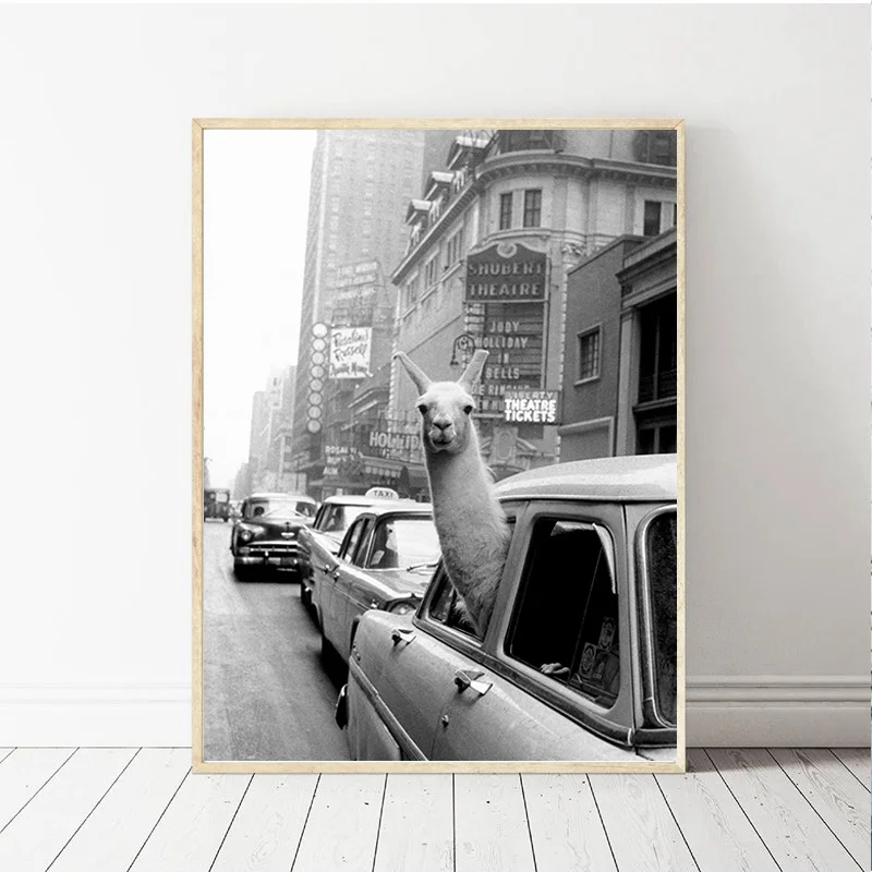 Современный Аватар Альпака индивидуальная ретро холст настенная живопись