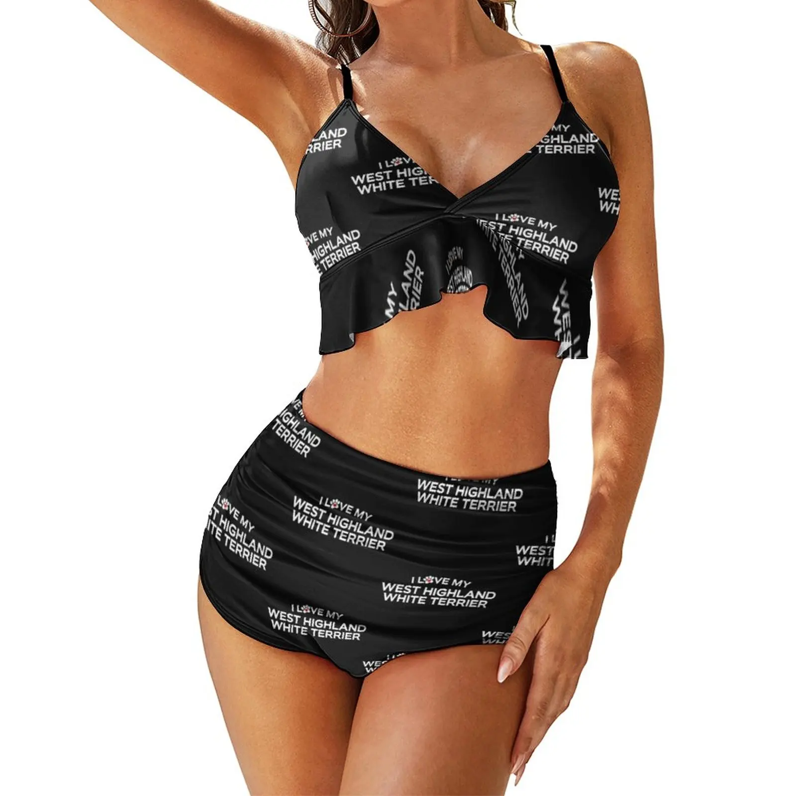 

West Highland White Terrier Bikini Swimsuit V Shape In Bulk Two Piece Swimwear Teenage Cute Surfing Bathing Suit