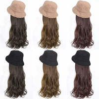 winter berets hat wigs for women warm beret caps hat and wig synthetic long wavy hair berets hats dismountable glueless