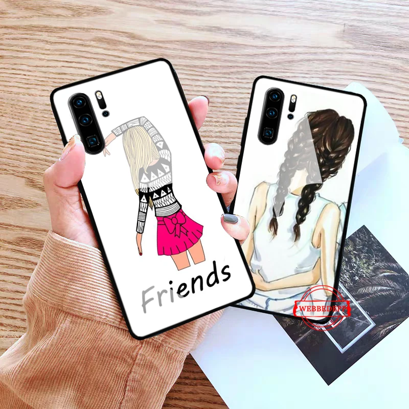 

best friend Glass Case for Huawei P10 lite P20 Pro P30 P Smart honor 7A 8X 9 10 Y6 Mate 20