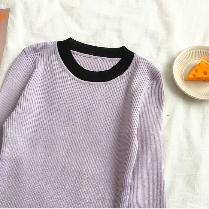 Осень-зима женский вязанный Полный Flare рукавом с О-образным вырезом свитера и