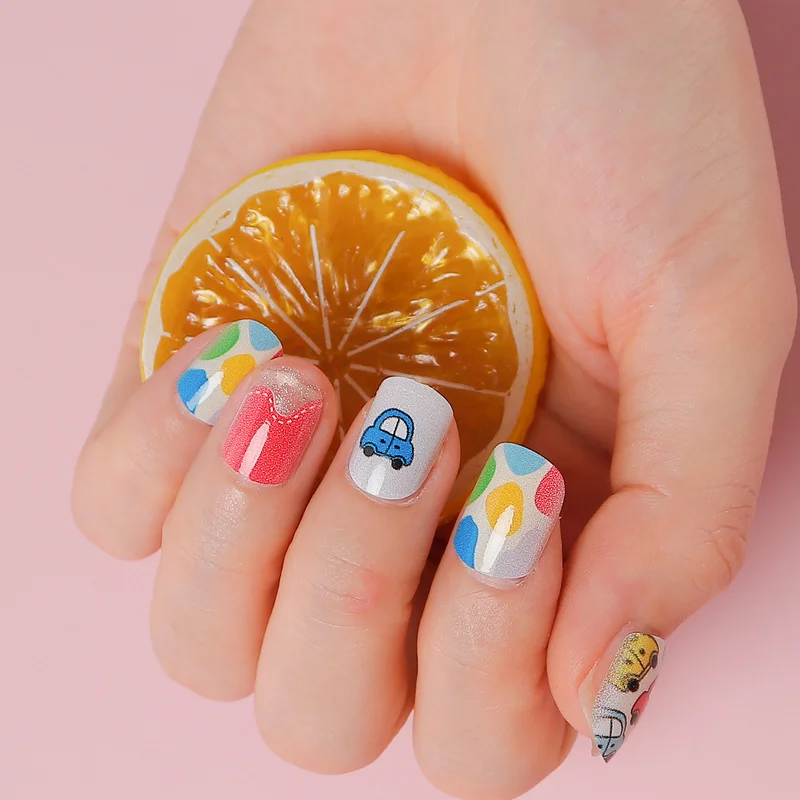 24 шт. маленькие накладные ногти для детей модные милые фрукты животные