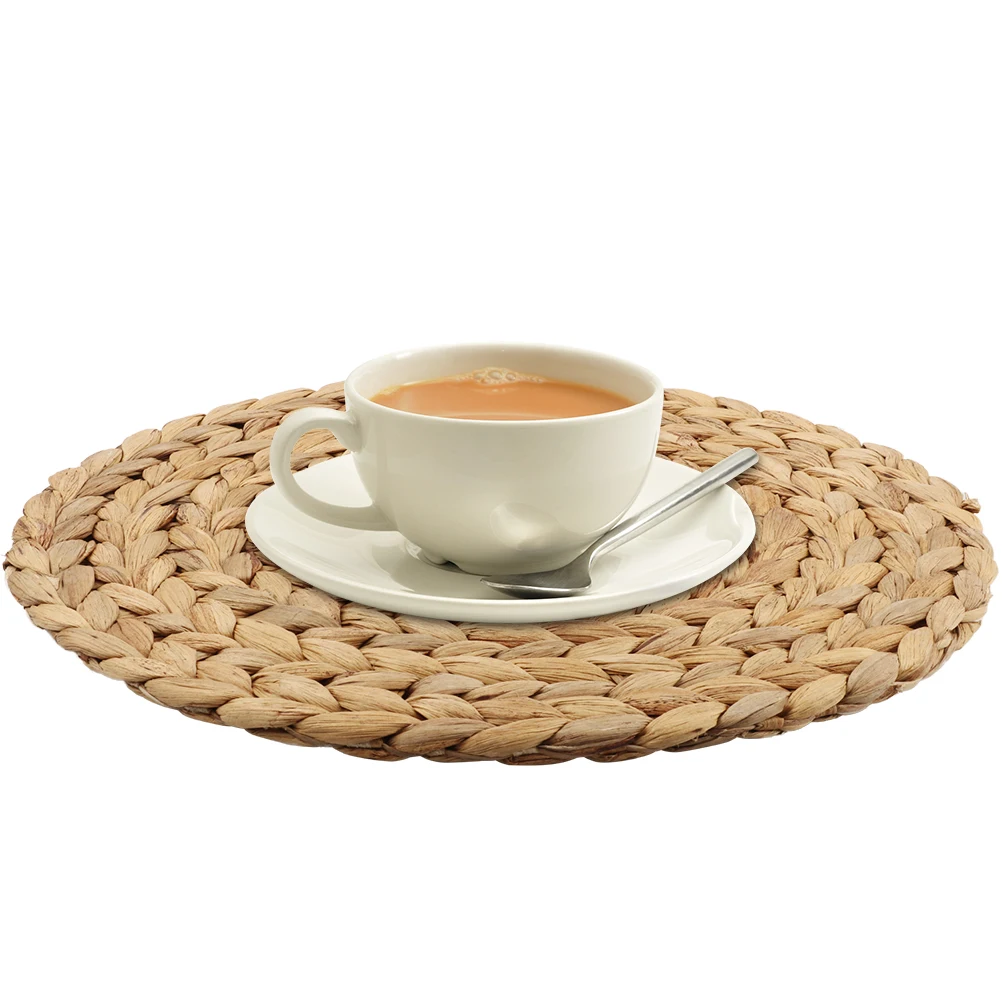 

Round Woven Placemats for Dining Table Straw Braided Placemat Heat Resistant Non-Slip Weave Placemats
