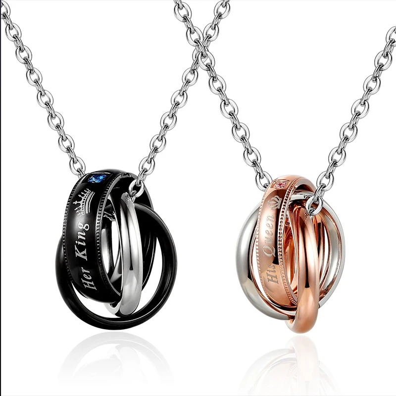 Цепь ожерелья и подвески для женщин пары нержавеющая сталь модные свадебные necklac