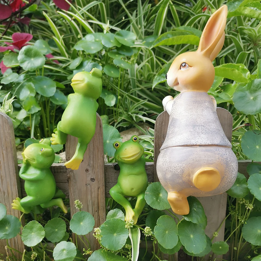 4 шт мультфильм моделирование милый серый кролик лягушка украшение для сада