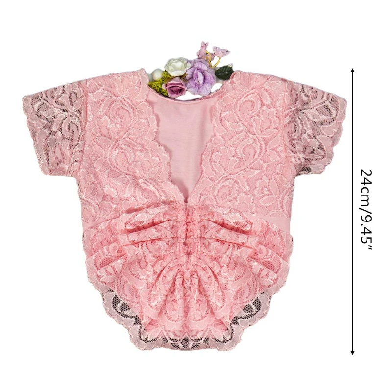 

2 Pcs Newborn Photography Props Lace Headband Romper Kit Infants Photo Shooting Clothing Outfits Baby Headdress Bodysuit Set