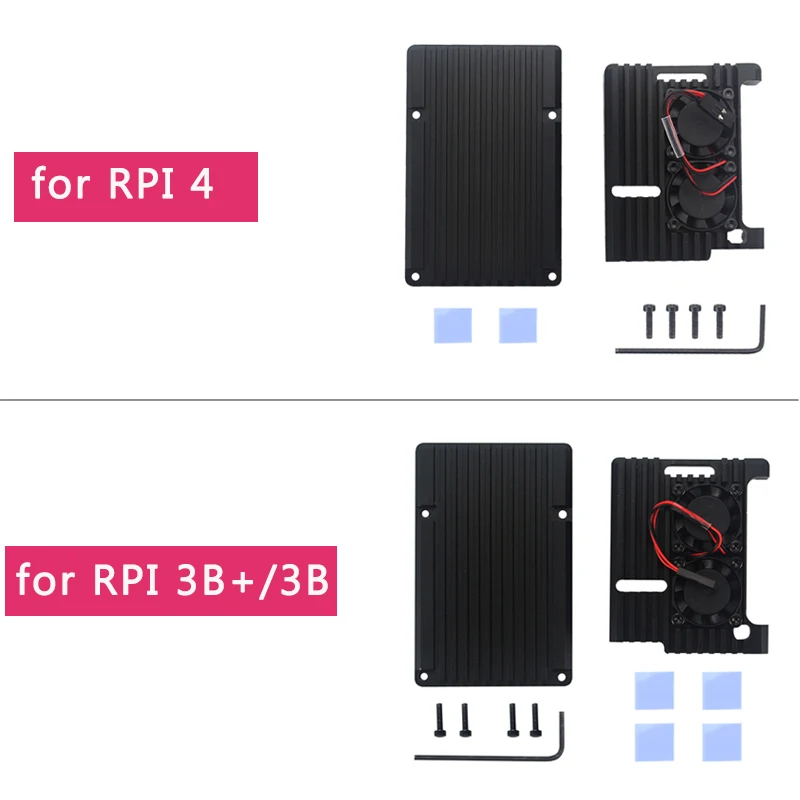Двойные вентиляторы Raspberry Pi 4 модели B/3B+/3B 4 цвета Алюминий металлический чехол с супер два охлаждающим вентилятором+ радиаторы для Raspberry Pi 4/3